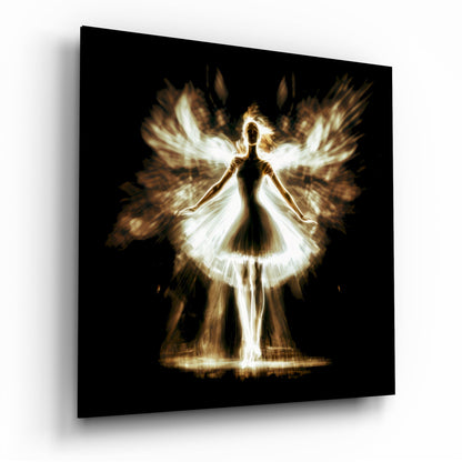 Flame Dancer glass wall art fiery design