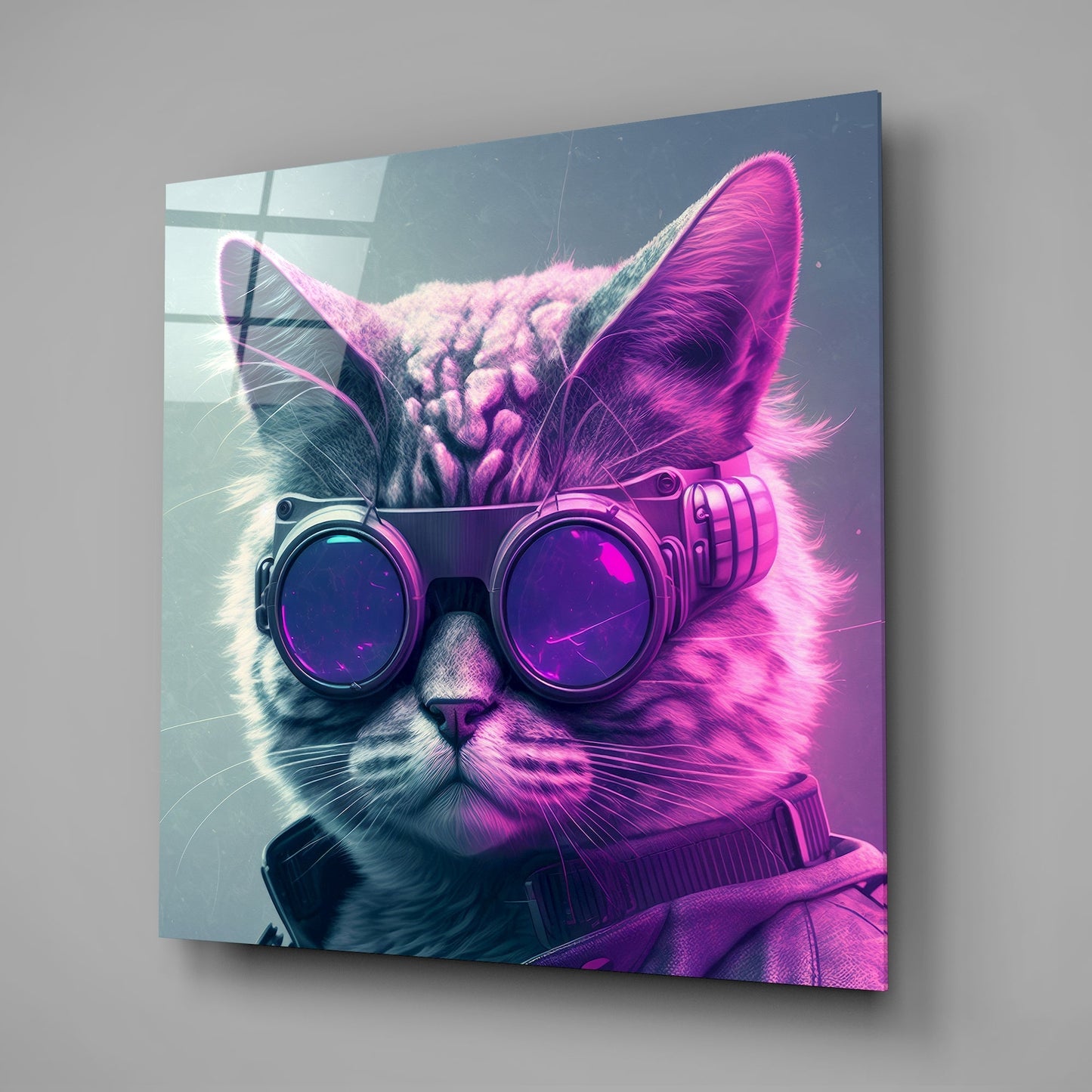 The Cat Glass Wall Art - Feline Portrait Decor
