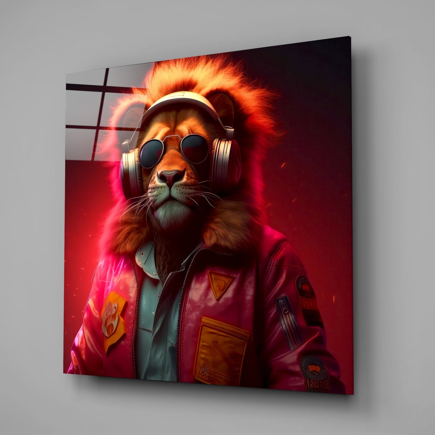 Hippie Lion Glass Wall Art