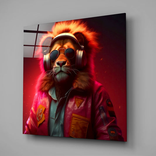 Hippie Lion Glass Wall Art