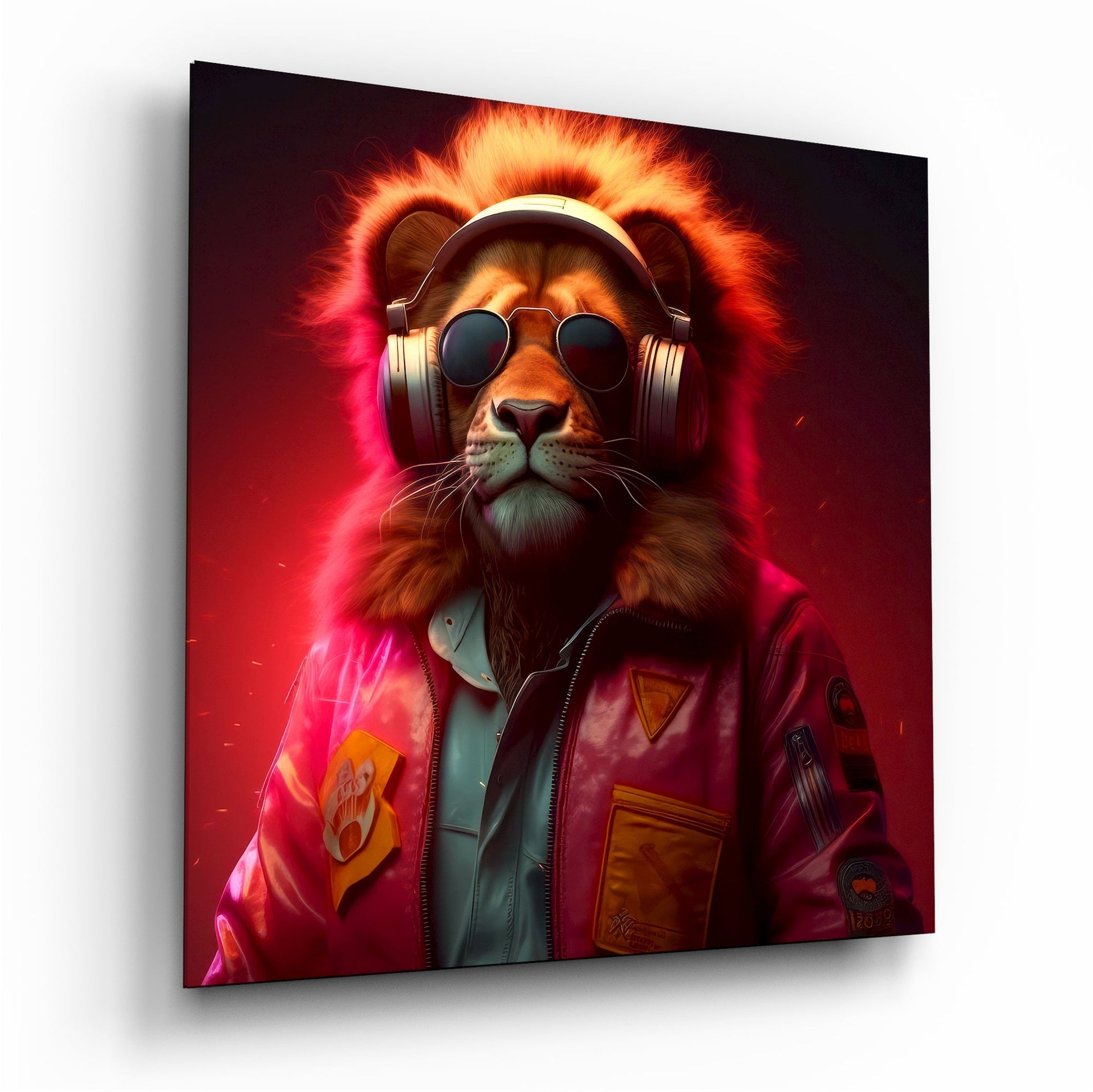 Hippie Lion glass wall art bold design