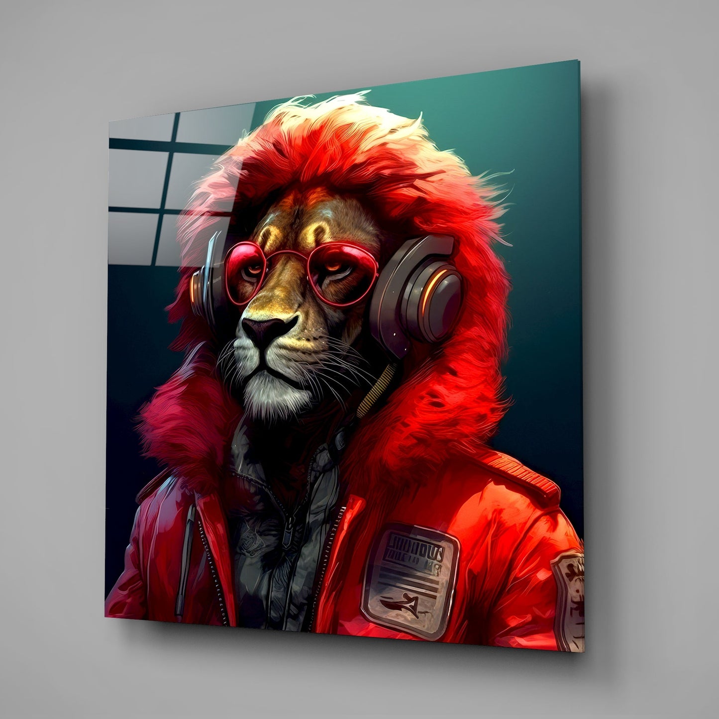 Hippie Lion Glass Wall Art