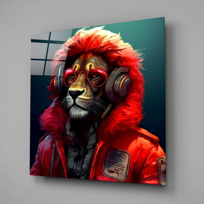 Hippie Lion Glass Wall Art