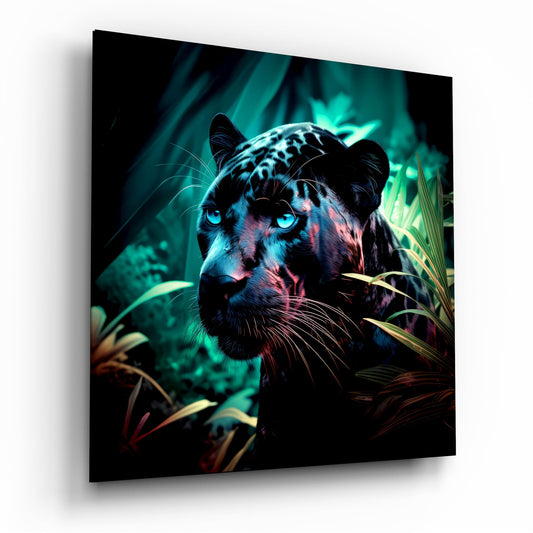 Panther glass wall art wildlife design