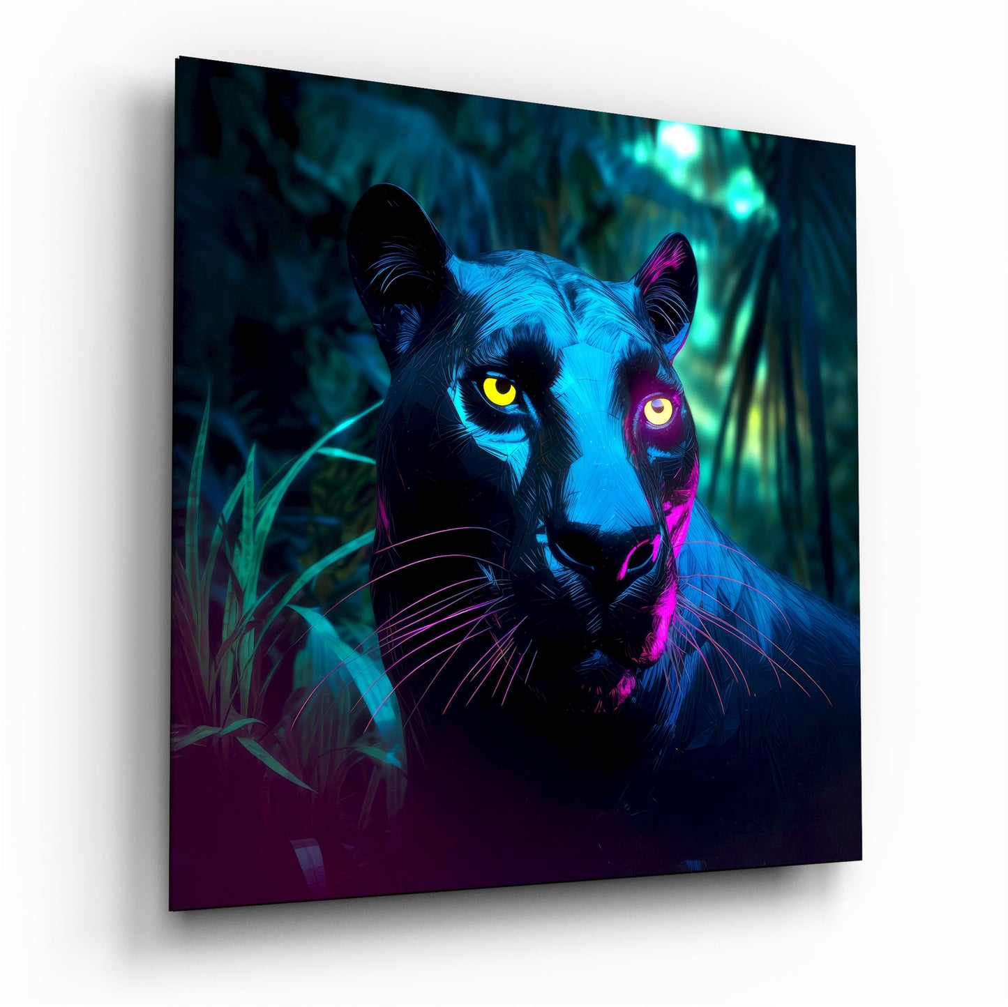 Panther glass wall art bold wildlife design