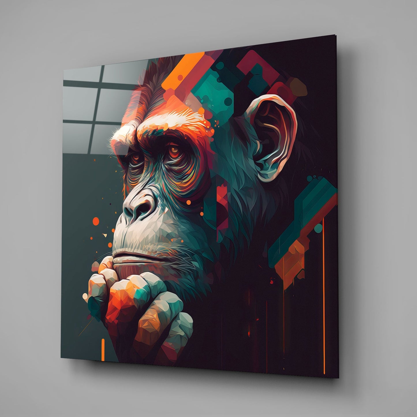 Ape the Thinker Glass Wall Art