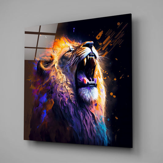 Roaring Lion Colorful Glass Wall Art