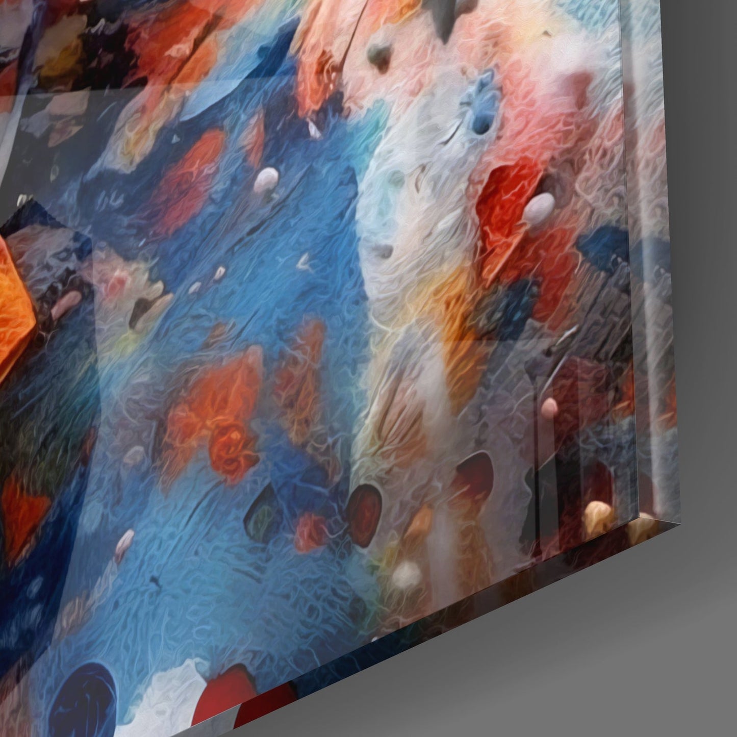 Circus Face Orange Hair Paint Splash Glass Wall Art
