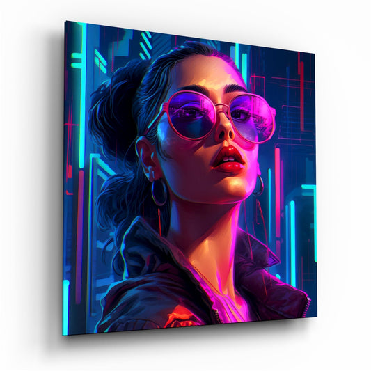 Young Girl tempered glass wall art hanging on a wall
