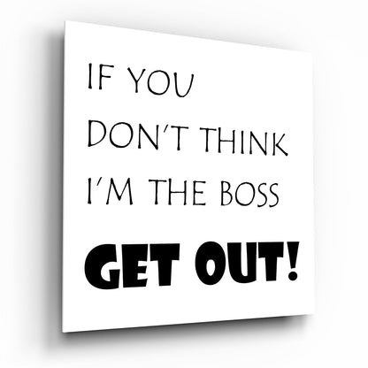 Black Boss Quote Glass Wall Art