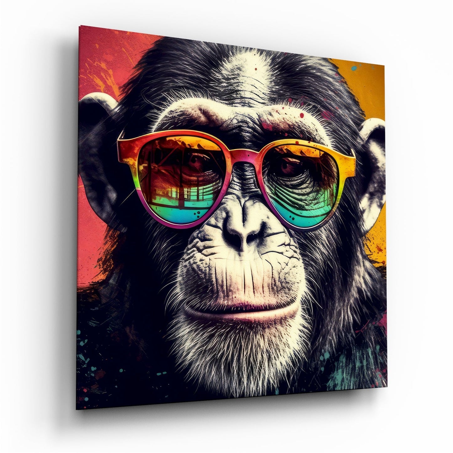 Cool monkey portrait glass wall art