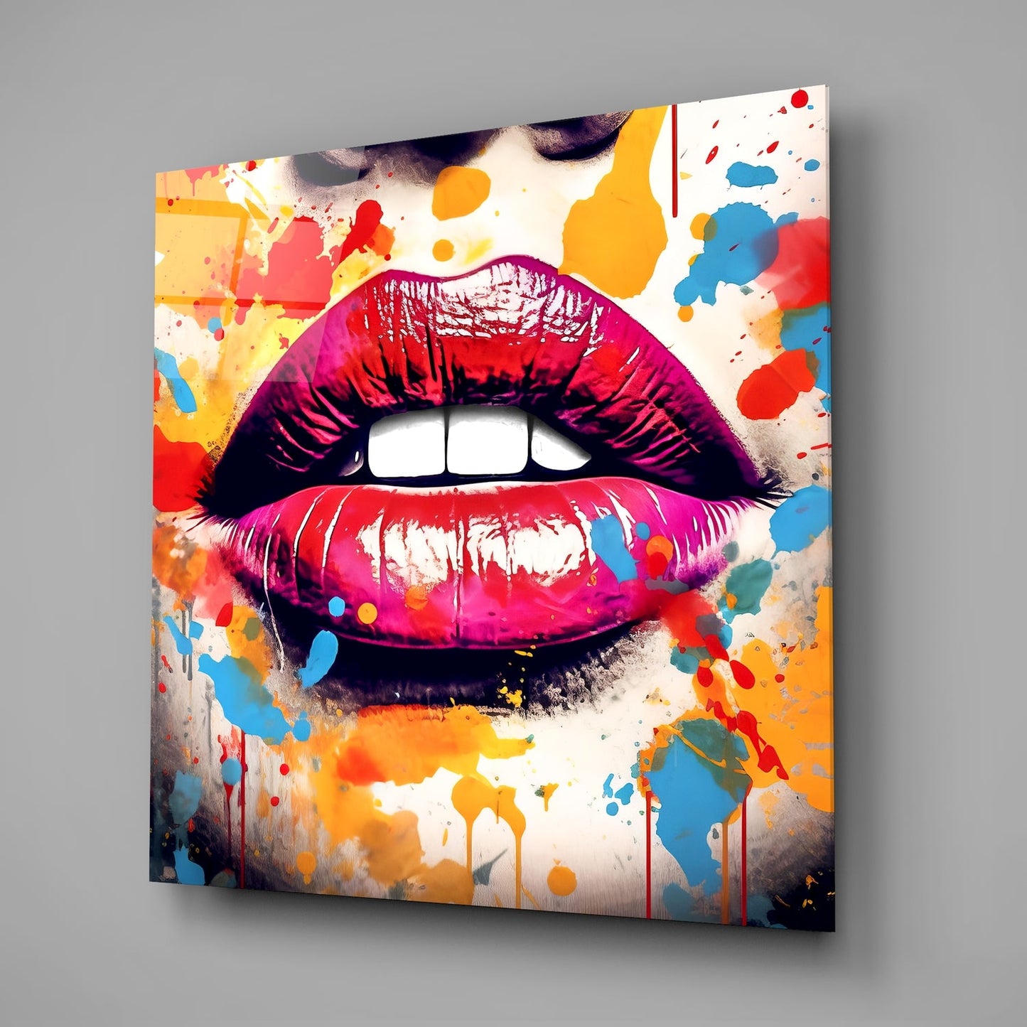Retro Pop Lips Glass Wall Art