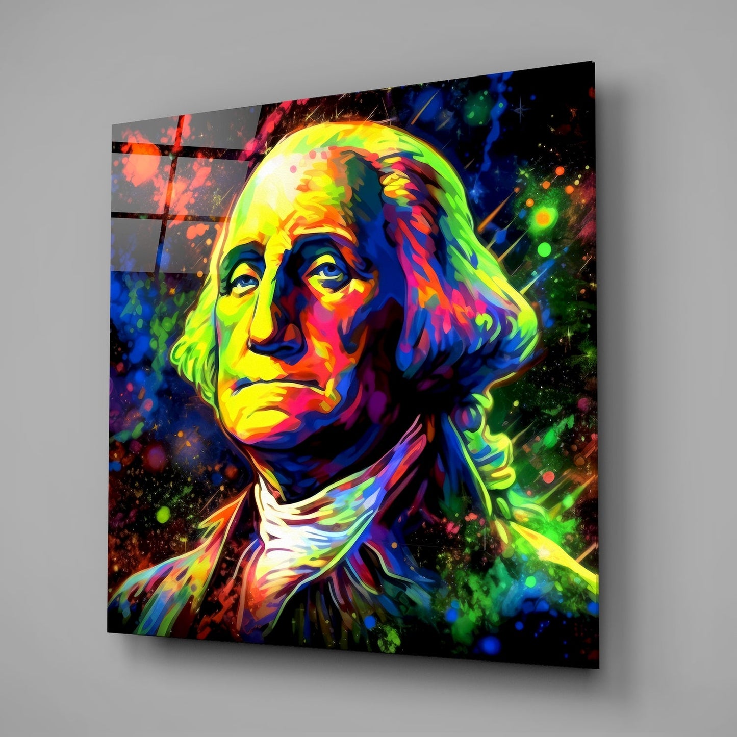 Benjamin Franklin Portrait Glass Wall Art