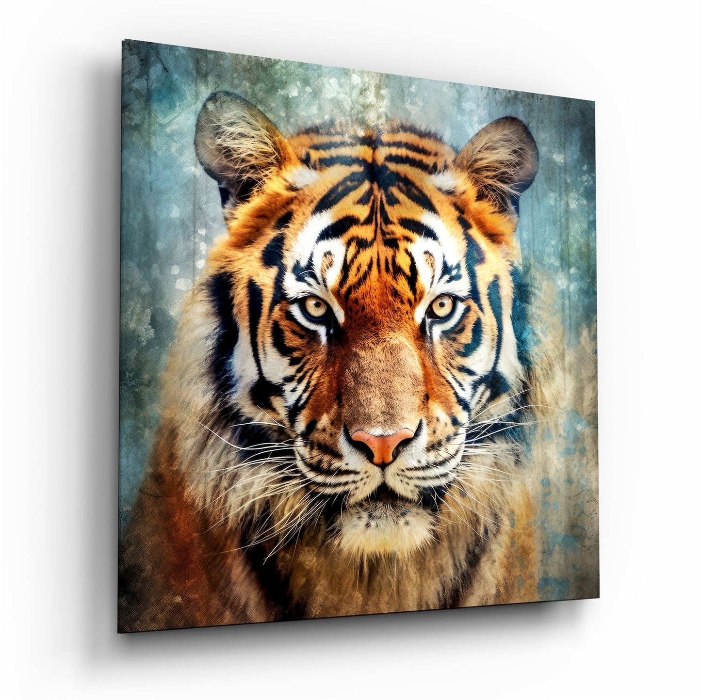 Tiger Glass Wall Art with bold wildlife tiger design
