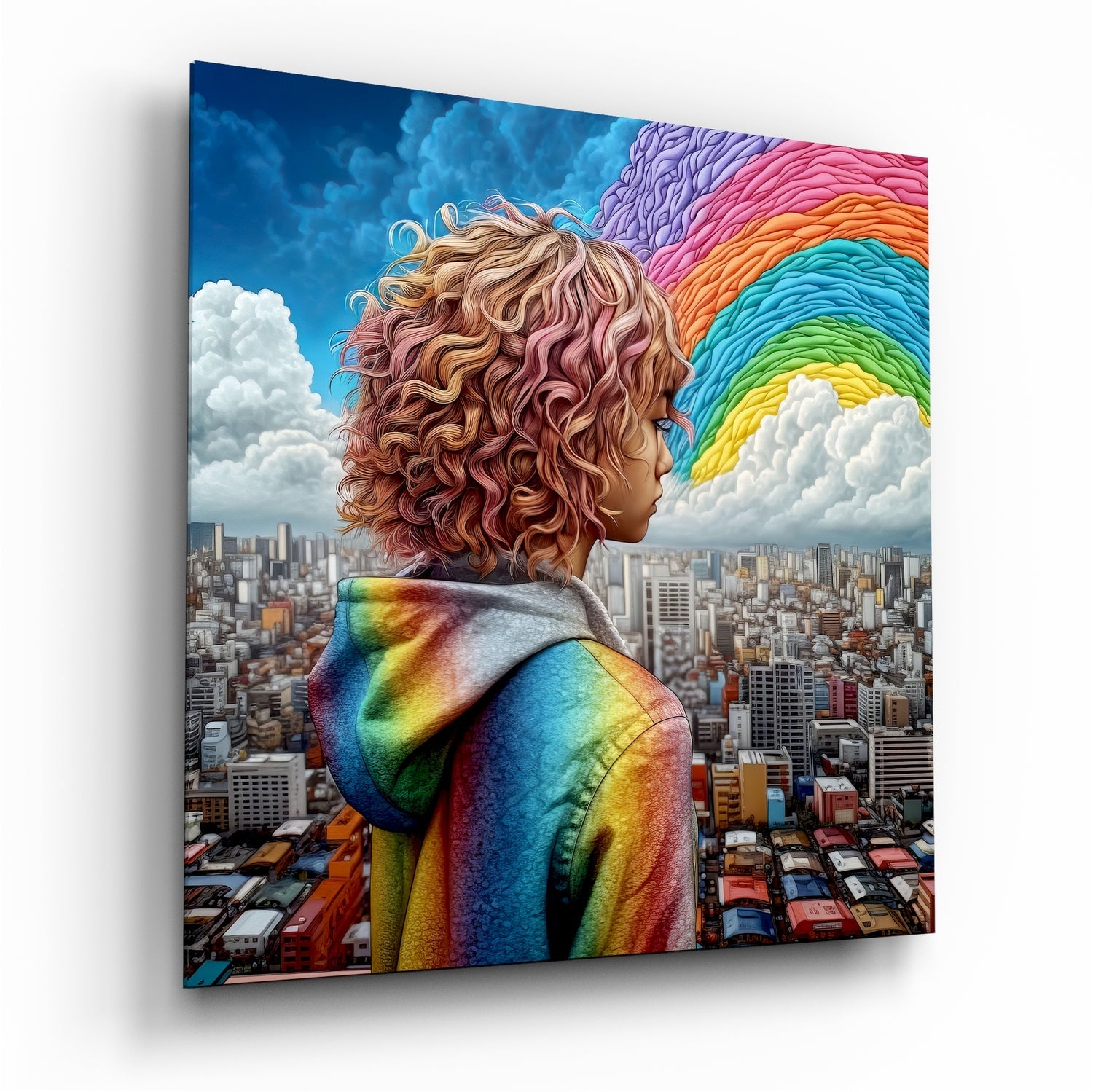 Rainbow Dreams abstract glass wall art