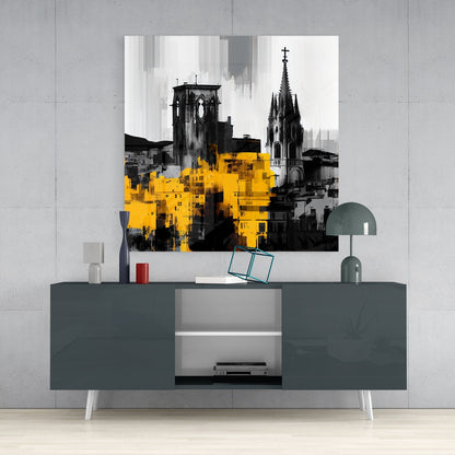 Gray City Lights Glass Wall Art