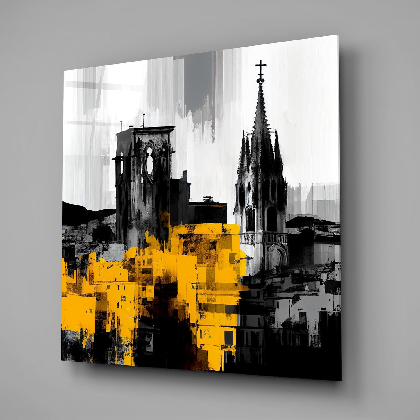 Gray City Lights Glass Wall Art