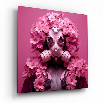 Floral mask glass wall art design