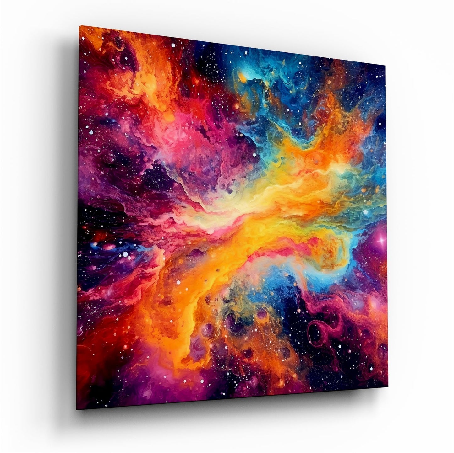 Rainbow nebula cosmos glass wall art