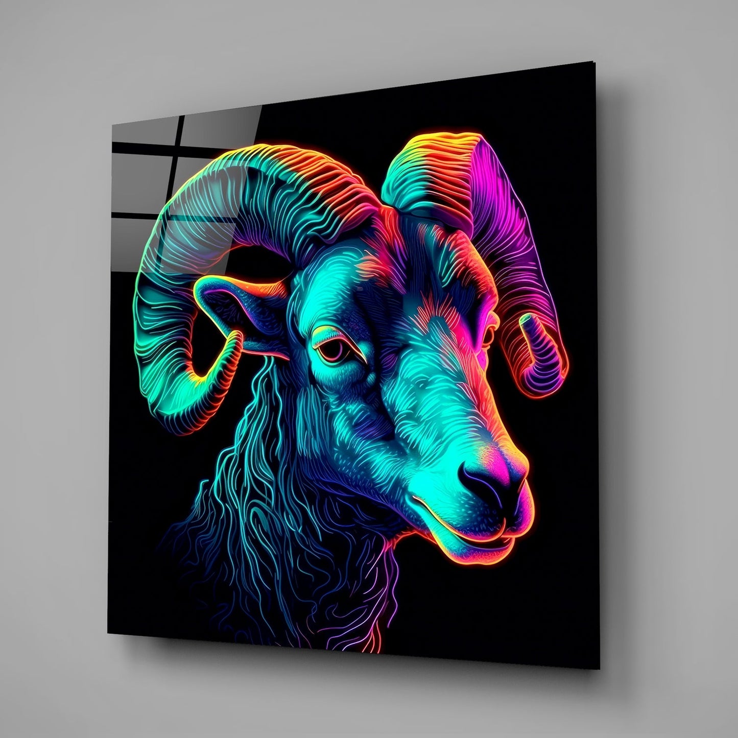 Ram Glass Wall Art Wildlife Print