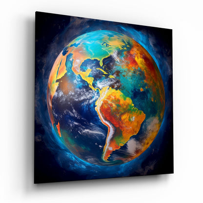 Earth glass wall art print
