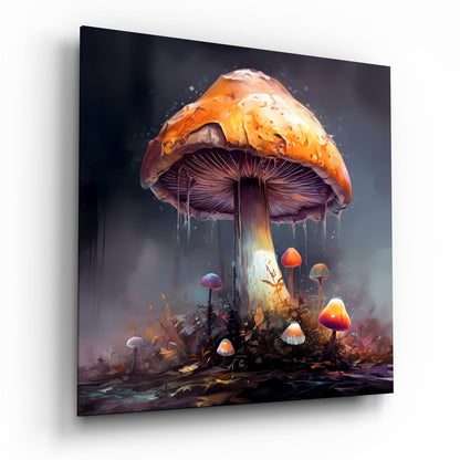 Mushroom tempered glass wall art print