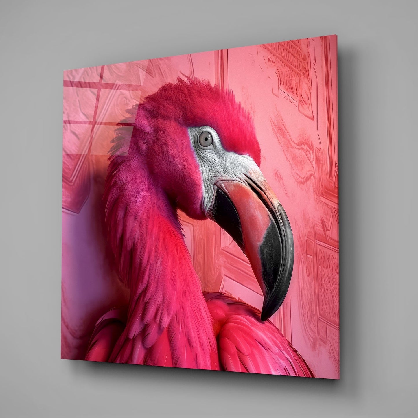 Crimson Flamingo Glass Wall Art