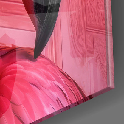 Crimson Flamingo Glass Wall Art