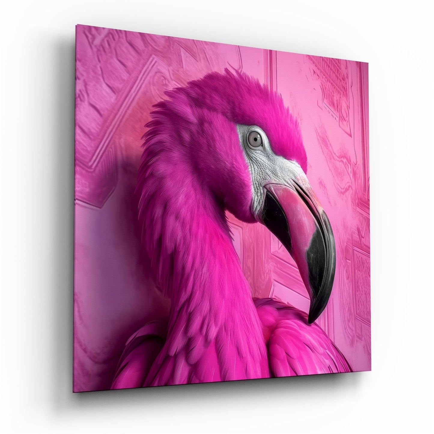 Flamingo tropical glass wall art