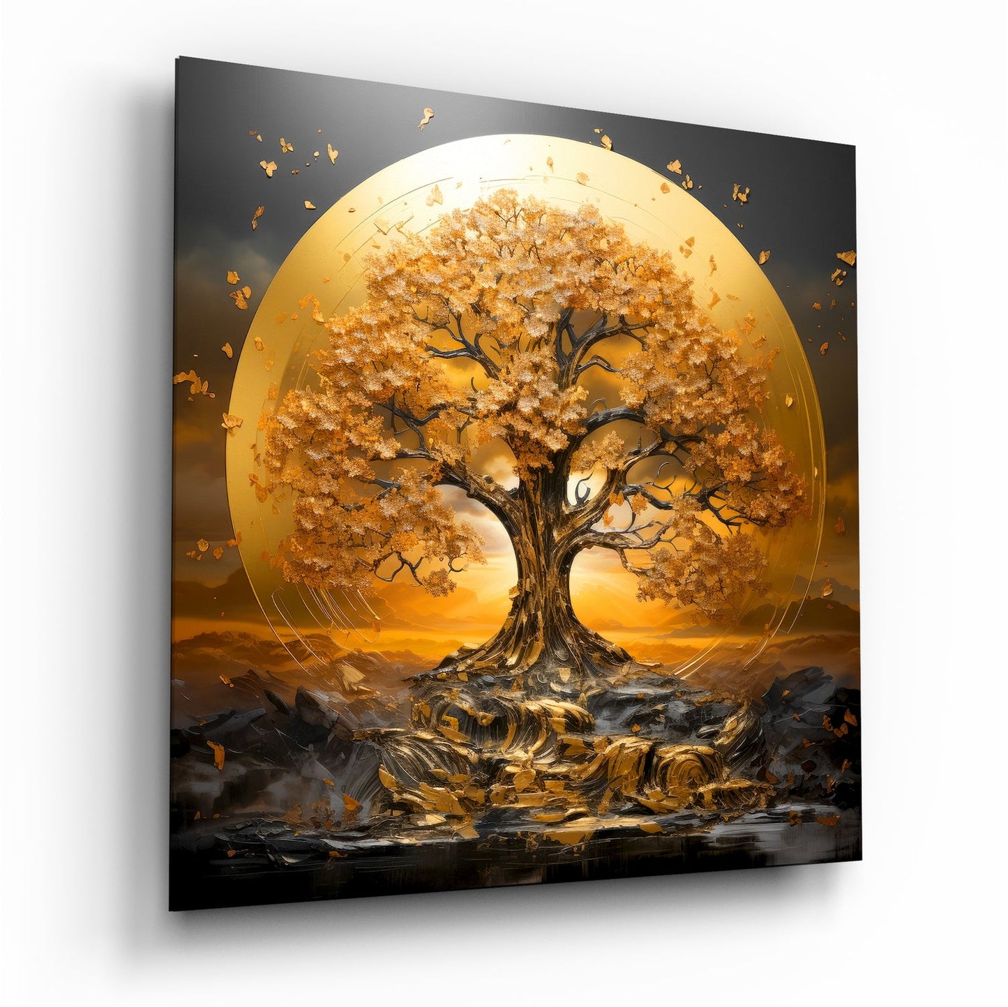 Tree of Life glass wall art on tempered glass with vivid color and high-gloss finish