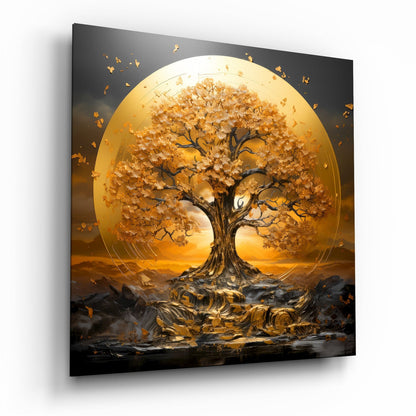 Tree of Life glass wall art on tempered glass with vivid color and high-gloss finish