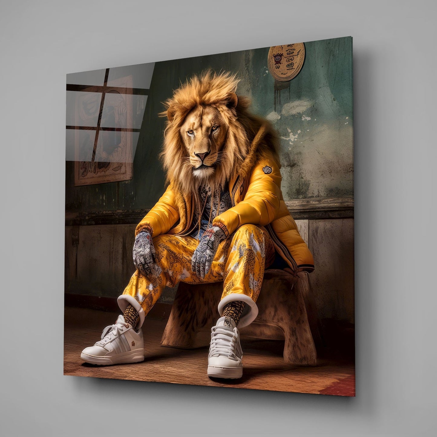 Lion Vogue Glass Wall Art