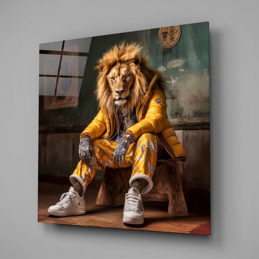 Lion Vogue Glass Wall Art
