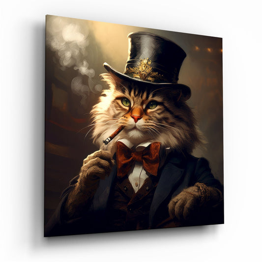 Catleman cat glass wall art