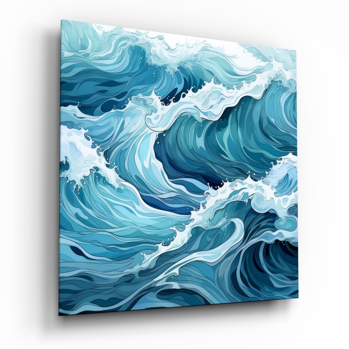 Ocean Waves Coastal Glass Wall Art