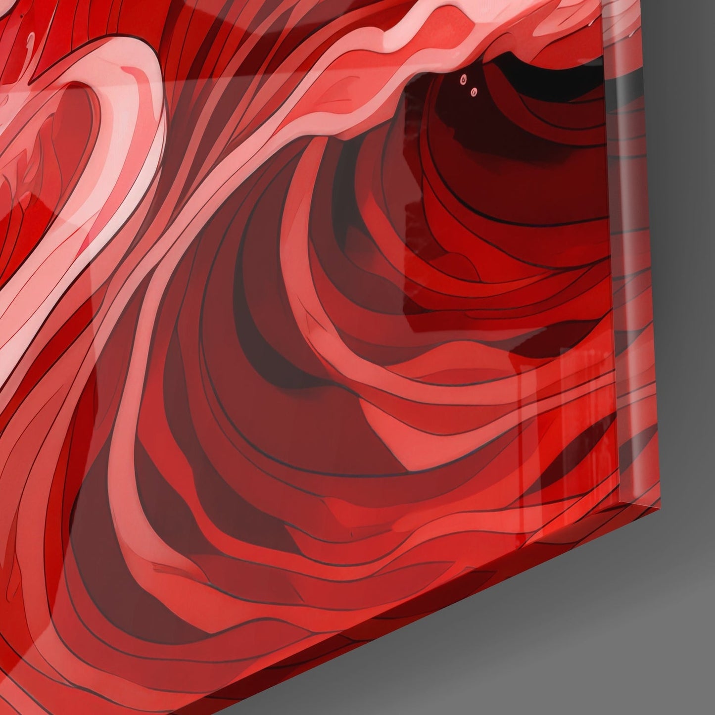 Red Waves Glass Wall Art