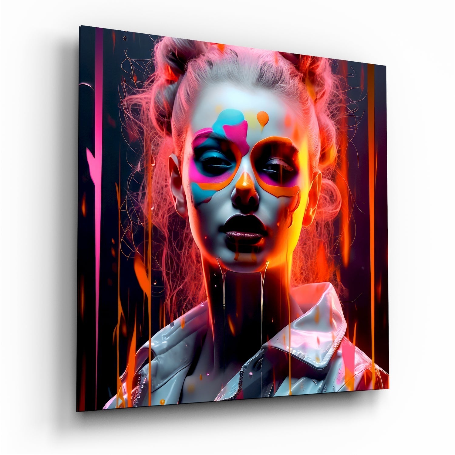 Woman glass wall art portrait