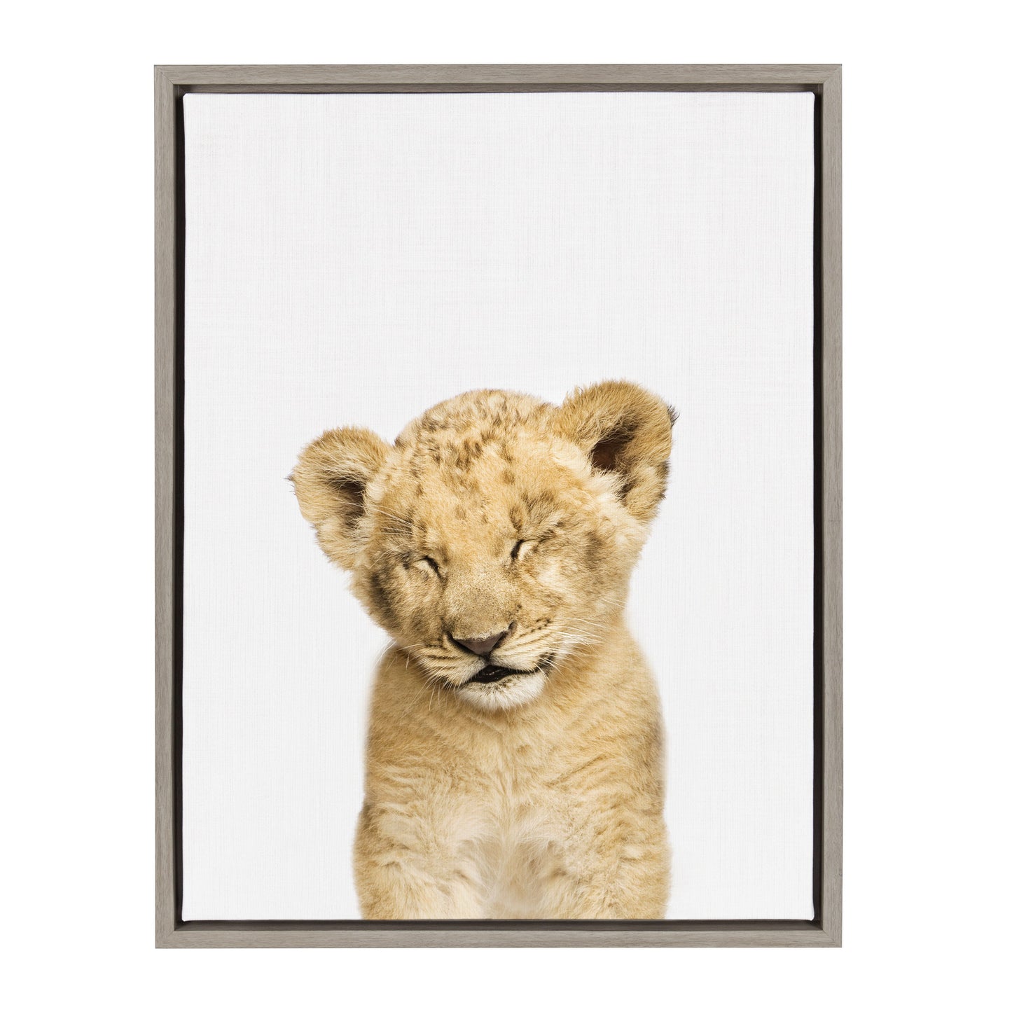 Sleepy Lion Framed Canvas Wall Art, Safari Nursery Decor