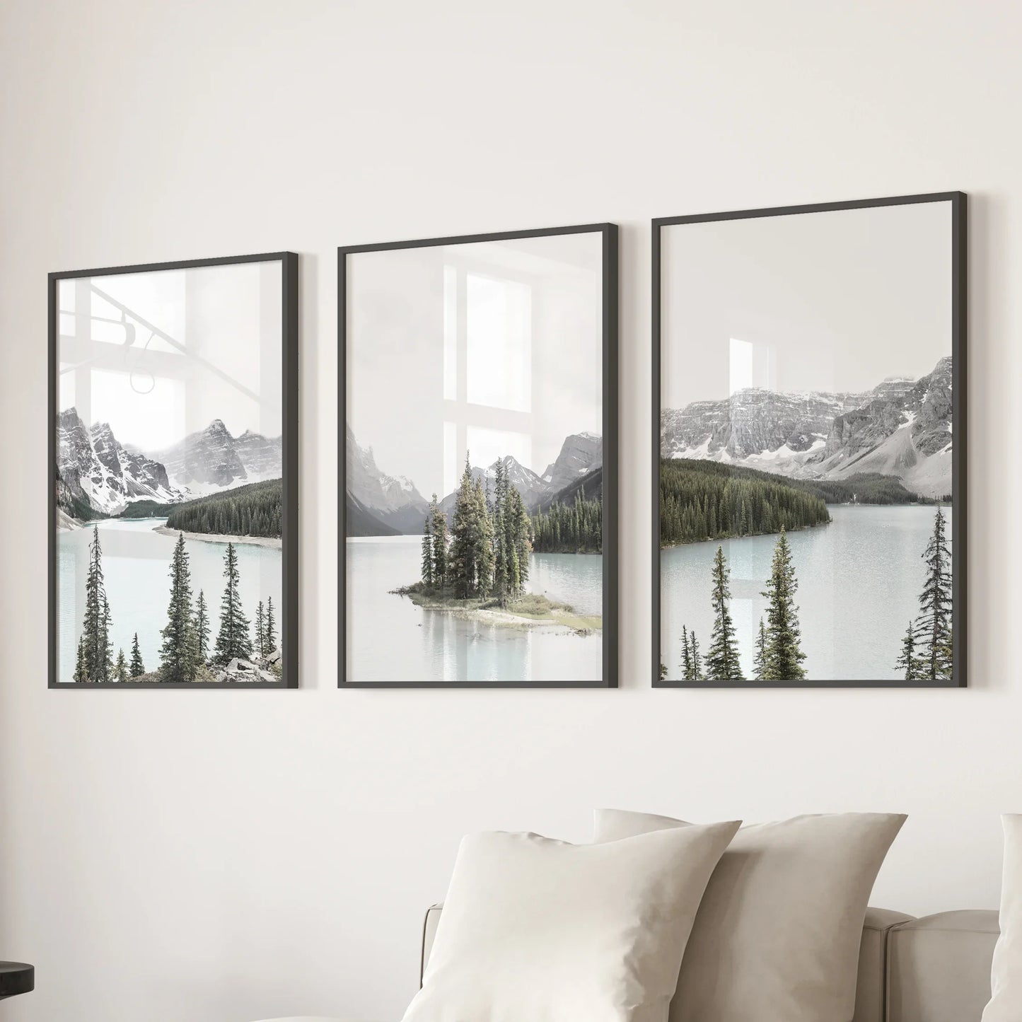 Canada Mountain Lake Wall Art, 3 Piece Nature Print Set