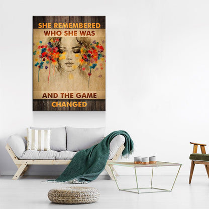 She Remembered Who She Was Motivational Canvas Art