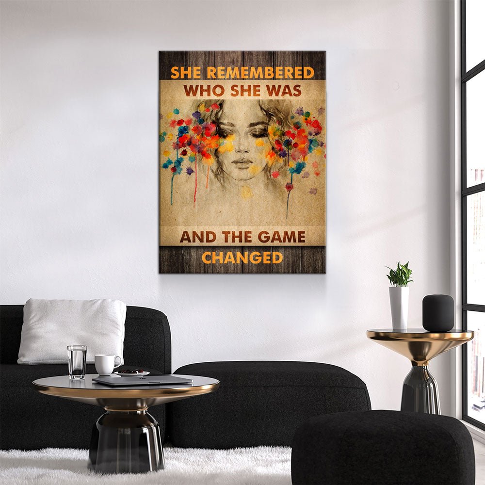 She Remembered Who She Was Motivational Canvas Art