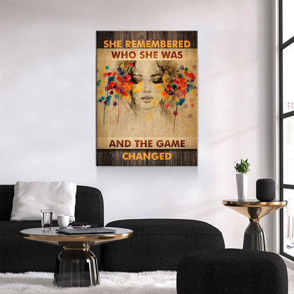 She Remembered Who She Was Motivational Canvas Art
