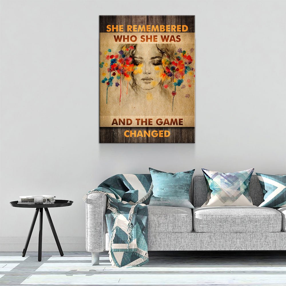 She Remembered Who She Was Motivational Canvas Art