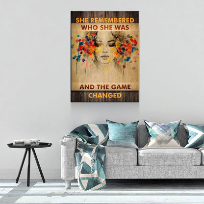 She Remembered Who She Was Motivational Canvas Art
