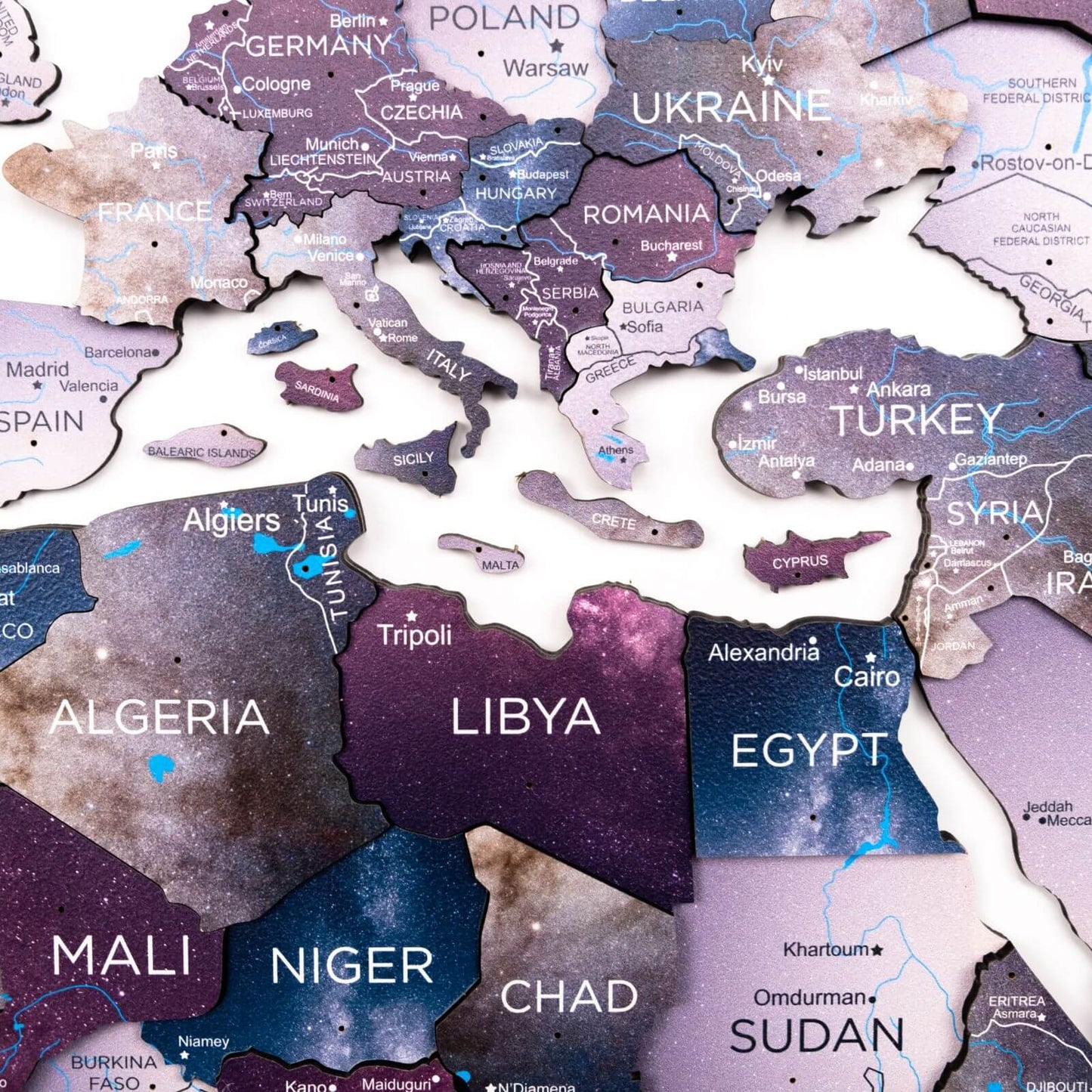 3D Wooden World Map Wall Art - Sirius