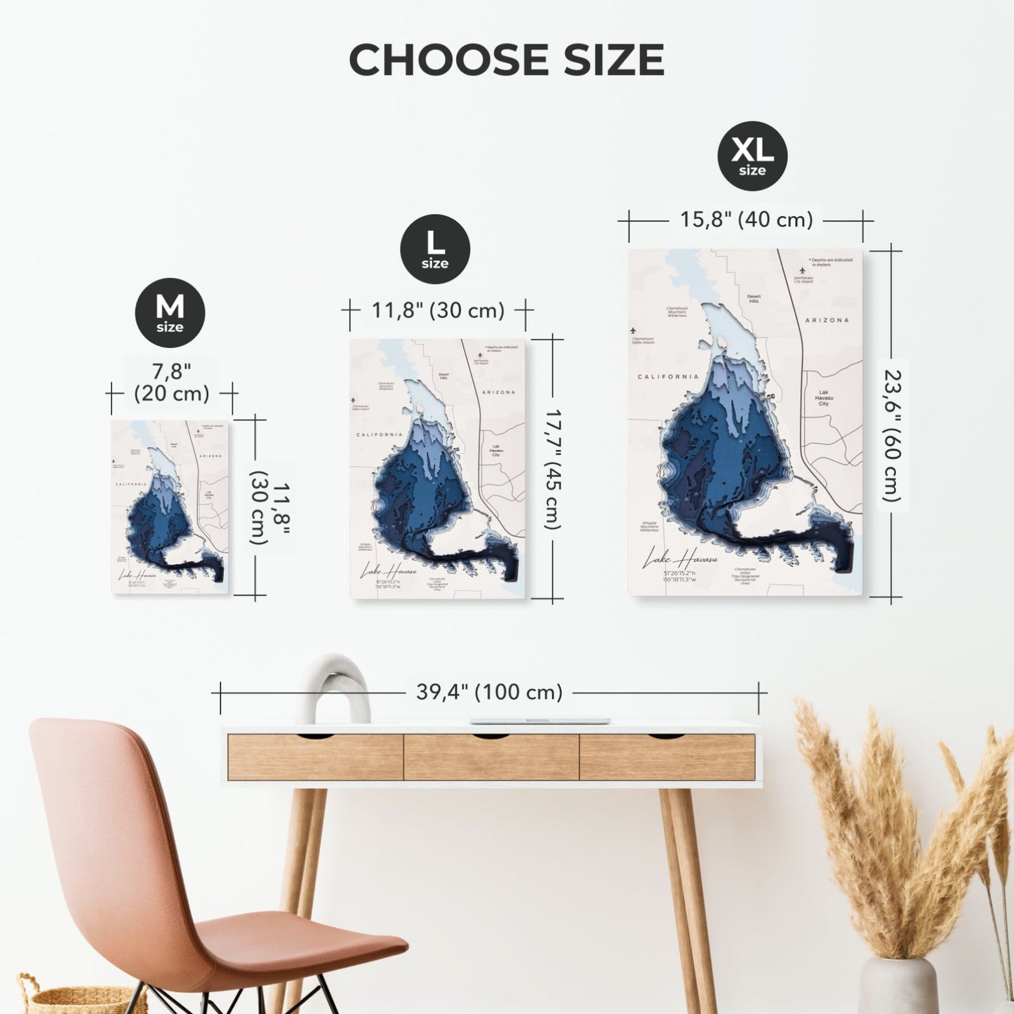 Wooden Lake Havasu Map Wall Art