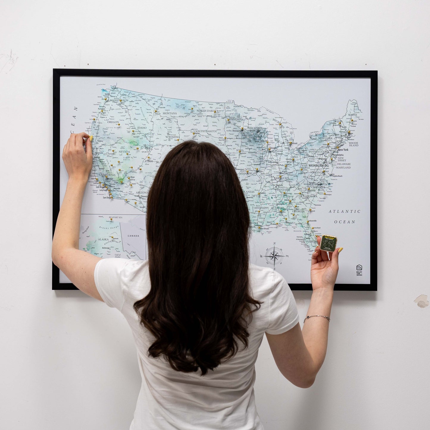 Sky Blue Canvas USA Map Wall Art