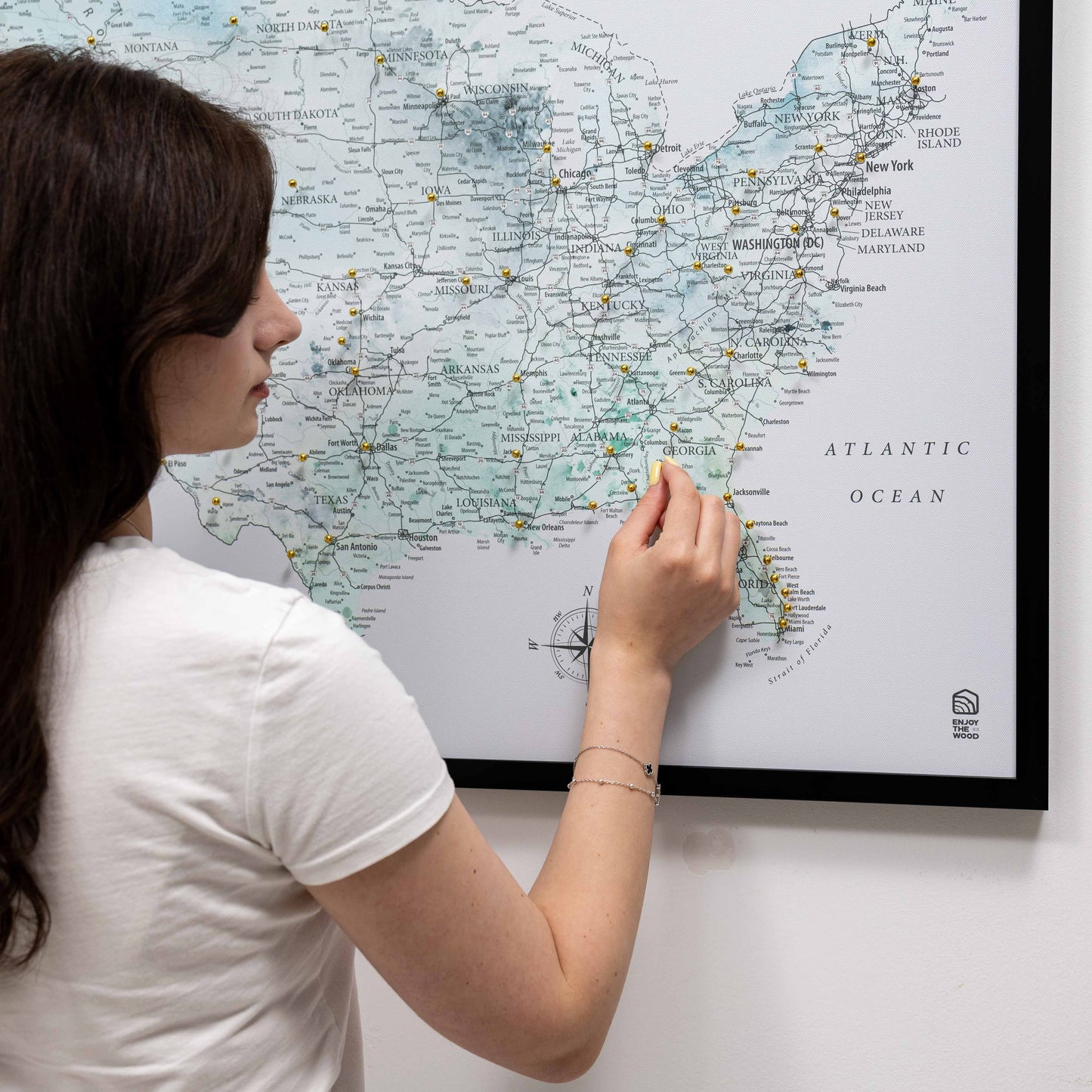 Sky Blue Canvas USA Map Wall Art