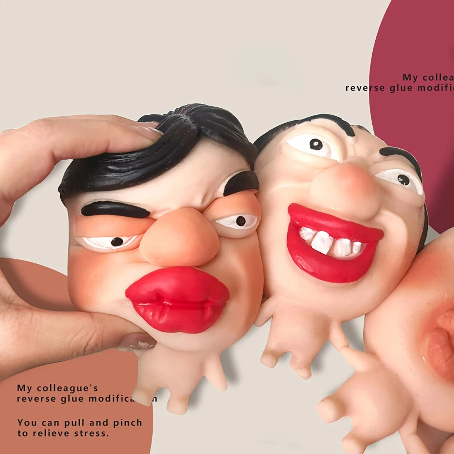 slow-rise squishy face toy being squeezed
