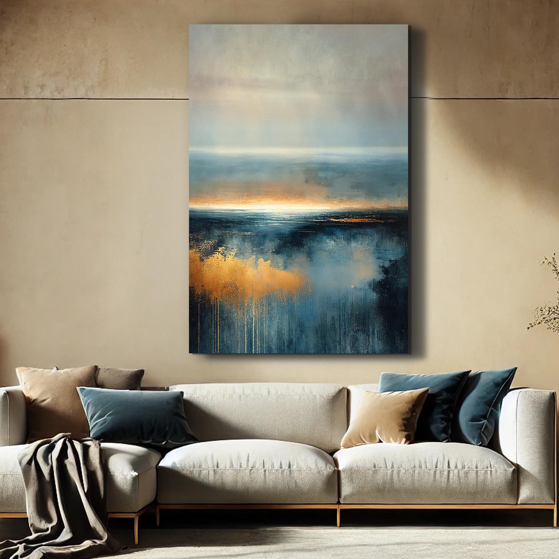 Nature view landscape canvas wall art with soft calming nature tones, tranquil print